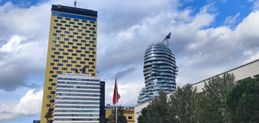 Tirana city center with newly bulit buildings