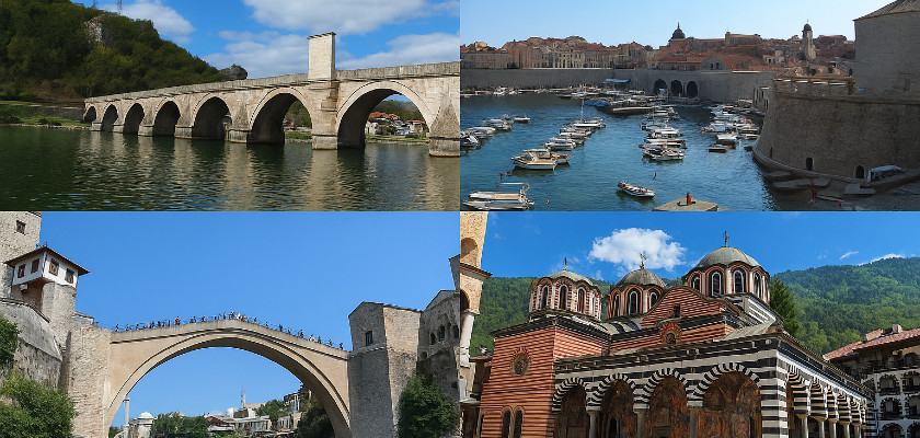 Panoramic view of key Balkan destinations – from Bosnia's Ottoman bridges to the Adriatic coast and Bulgarian monasteries