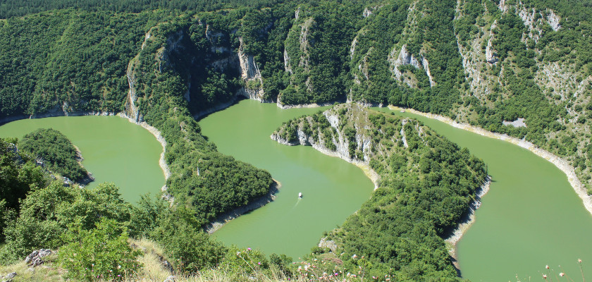 View over Uvac canyon from Molitva observation deck in Serbia