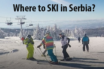 Group of skiers on ski slope at Kopaonik.