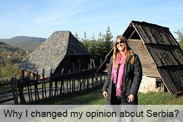 Girl is posing in village Sirogojno on Zlatibor