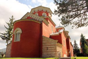 Red church is in complex of monastery Zica