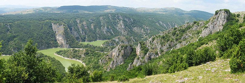 Hiking trough canyon of river uvac