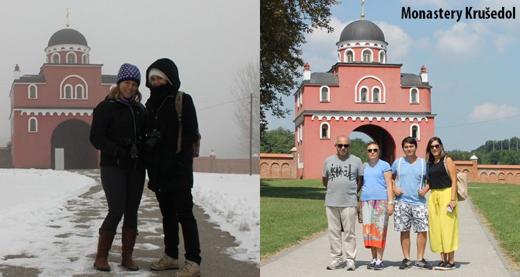 Difference between winter and summer season at monastery Krušedol.