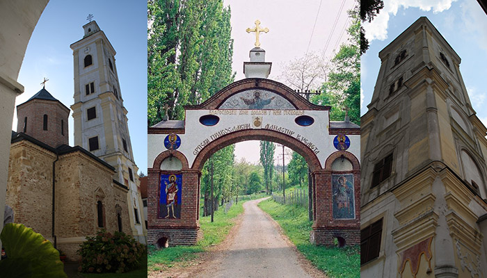 One of the moneasteries of Fruska Gora is Velika Remeta, entrence gate and the bell tower