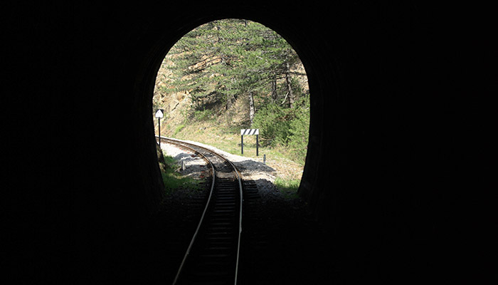One of the 22 tunnels on Sargan Eight rail.