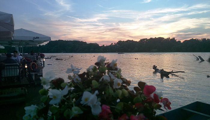 Sunset on Belgrade rivers.